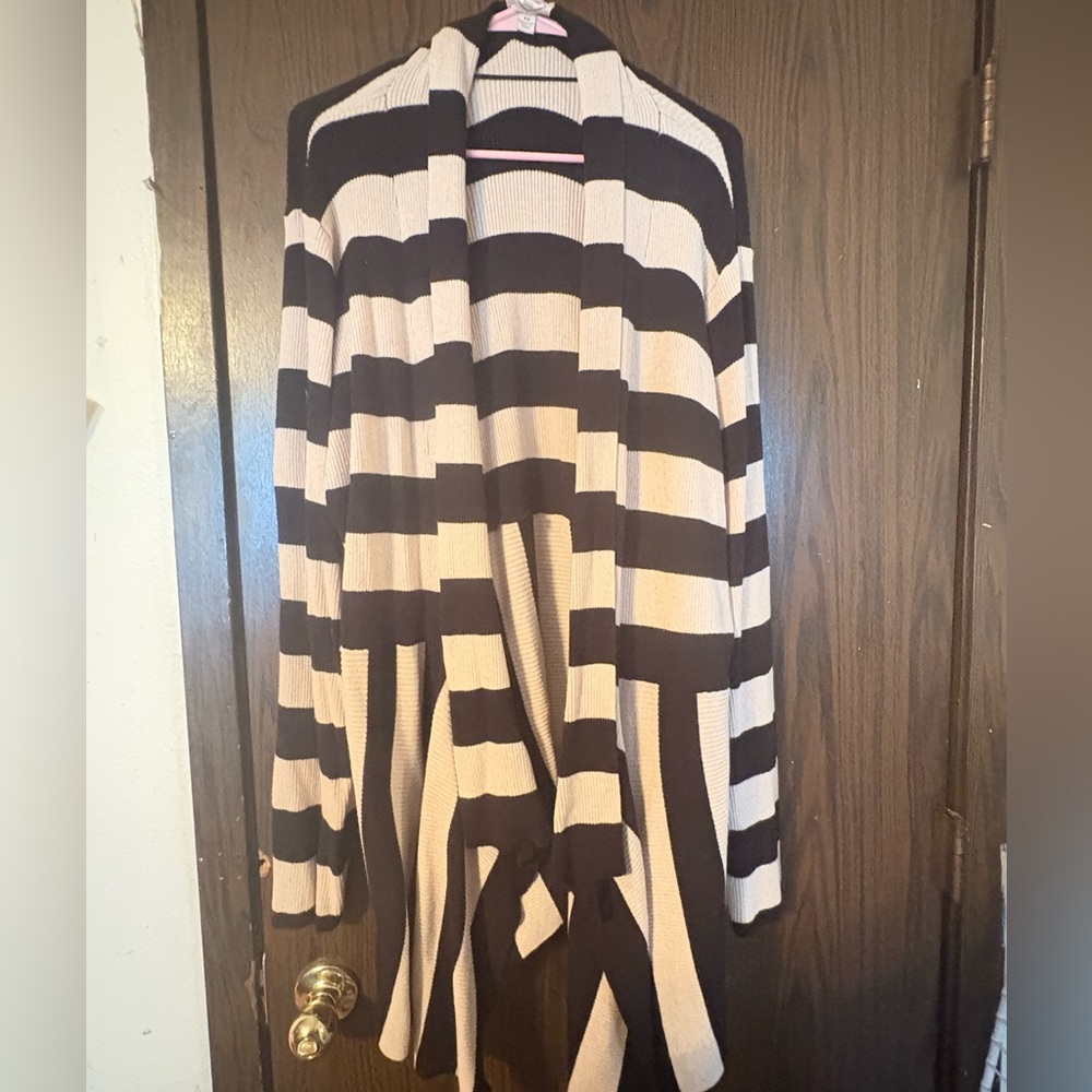 St. John's Bay Black and Cream Knit Cardigan